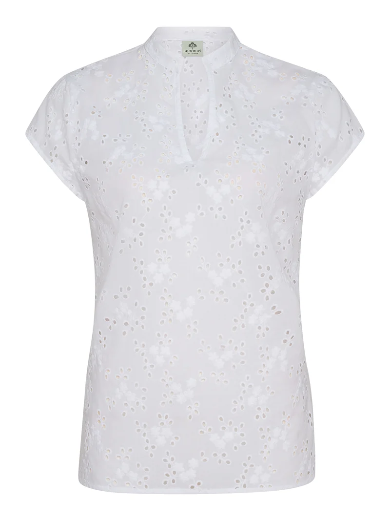 Allover-Strick Bluse mit kleinem V-Ausschnitt