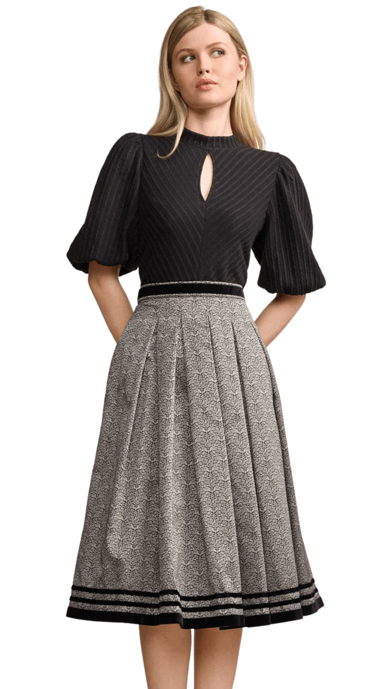 Trachten Rock Midi, Brook, silber, grau Krüger Collections 70 cm, große Größen